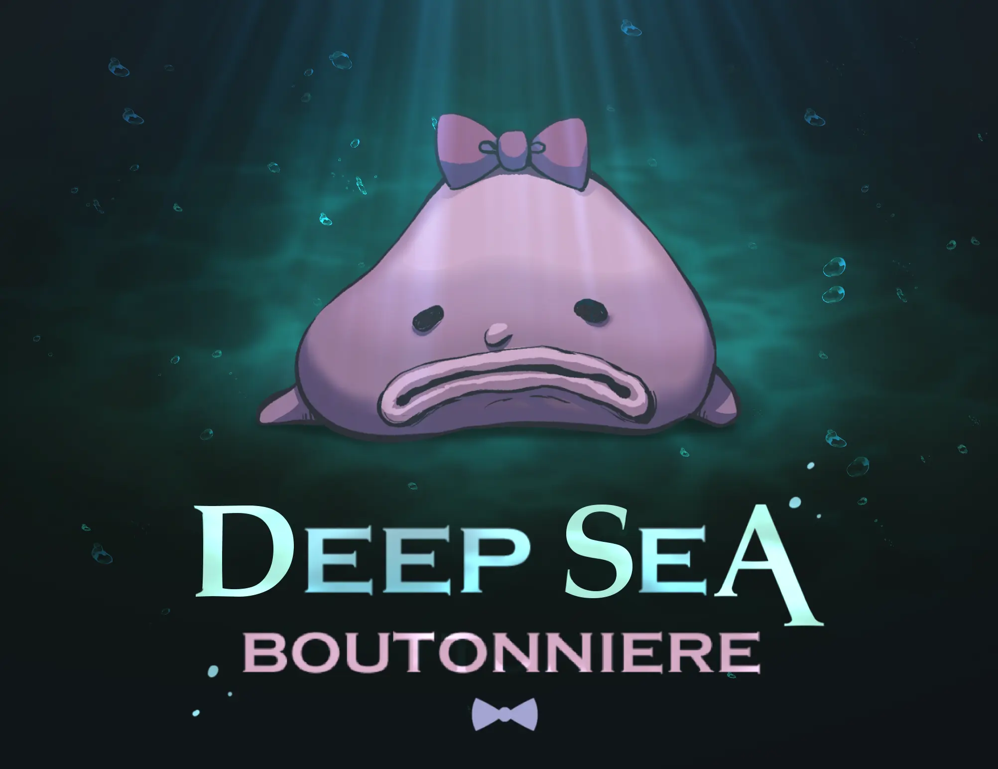A Deep Sea Boutonniere underwater visual novel scene that opens the story far below the surface in an ocean shaped by danger and decay.